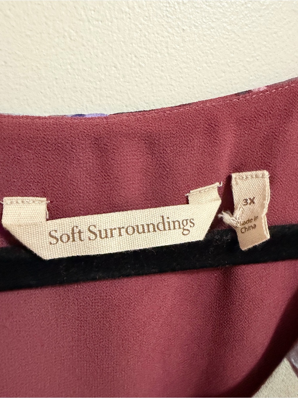 Soft Surroundings Floral Ruffle Maxi Dress Maroon Burgundy Plus Size 3X - Picture 9 of 12